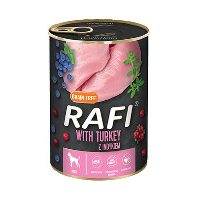 Product Υγρή Τροφή Σκύλων Dolina Noteci Rafi with turkey, blueberries and cranberries - 800g base image