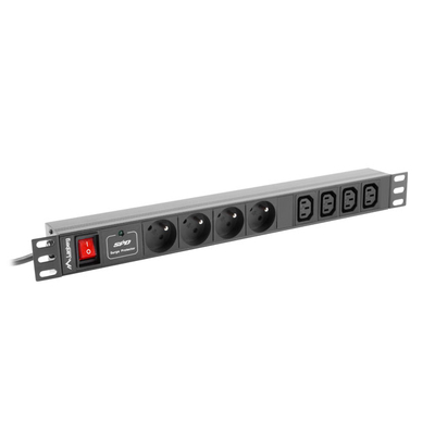 Product Πολύπριζο Για Καμπίνα Δικτύου Lanberg PDU (1u,10a,8x 230v,2m) pdu-04e04i-0200-iec-bk base image