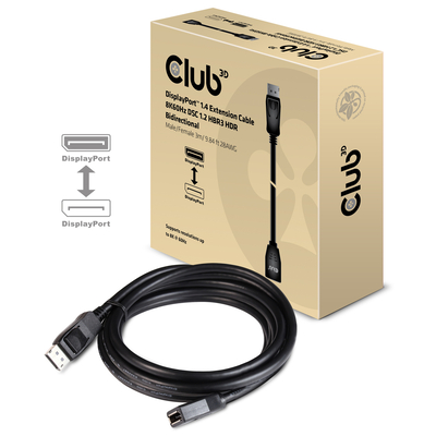 Product Καλώδιο DisplayPort Club 3D 1.4 Extension 8K60Hz DSC 1.2 HBR3 HDR Bidirectional M/F 3m/9.84ft base image