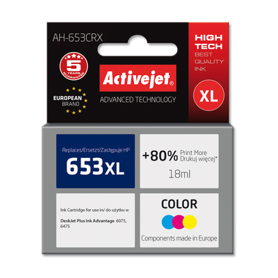 Product Μελάνι συμβατό Activejet AH-653CRX for HP 653XL 3YM74AE; Premium; 320 pages; colour base image