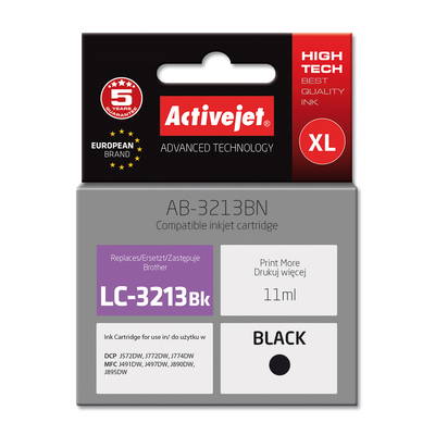 Product Μελάνι συμβατό Activejet AB-3213BN for Brother, LC3213BK Supreme; 11 ml; black base image
