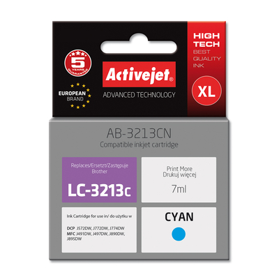 Product Μελάνι συμβατό Activejet AB-3213CN for Brother, LC3213C Supreme; 7 ml; cyan base image