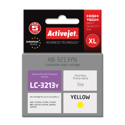 Product Μελάνι συμβατό Activejet AB-3213YN for Brother, LC3213Y Supreme; 7 ml; yellow base image