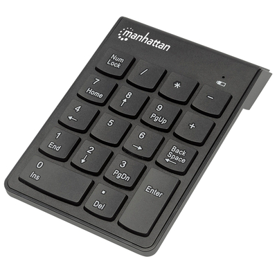 Product Πληκτρολόγιο Ασύρματο Manhattan Numeric Keypad, USB-A Micro Receiver, Black, AAA Battery (included), Windows and Mac, Blister base image