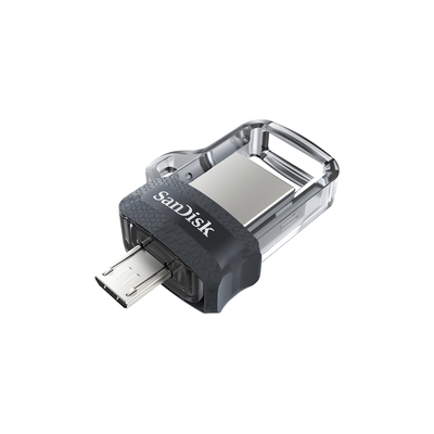 Product USB Flash 128GB Sandisk Ultra Dual m3.0 Type-A / Micro-3.2 Gen 1 (3.1 Gen 1) Black,Silver,Transparent base image