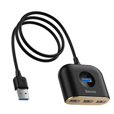Product USB Hub Baseus 4-in-1 Square Round USB 3.0 to 1x USB 3.0 + 3x USB 2.0, 1m black base image