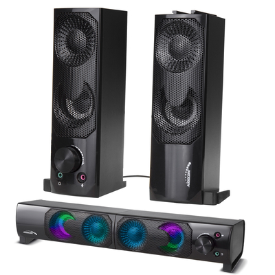 Product Ηχεία Υπολογιστή Audiocore Soundbar RGB LED Backlight Stereo Gaming USB 2 x 3W AUX 3.5 mm base image