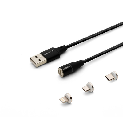 Product Καλώδιo USB Savio CL-155 2 m USB 2.0 USB-C Micro USB A/Lightning Black base image
