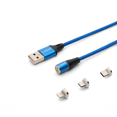 Product Καλώδιo USB Savio CL-157 2 m USB 2.0 USB-C Micro USB A/Lightning Blue base image