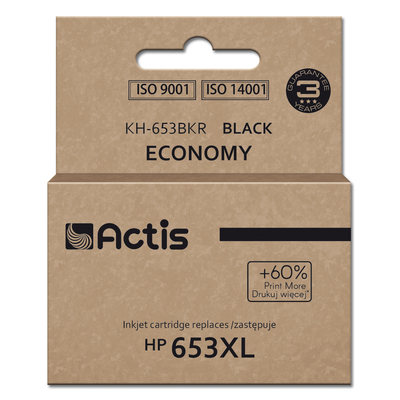 Product Μελάνι συμβατό Actis KH-653BKR for HP 653XL 3YM75AE; Premium; 20ml; 575 pages; black base image