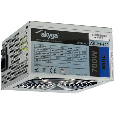 Product Τροφοδοτικό 700W Akyga AK-B1-700 20+4 pin ATX ATX Gray base image