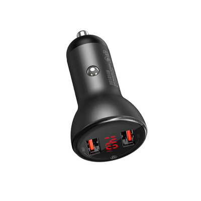 Product Φορτιστής Αυτοκινήτου Baseus with display, 2x USB, 4.8A, 24W (gray) base image