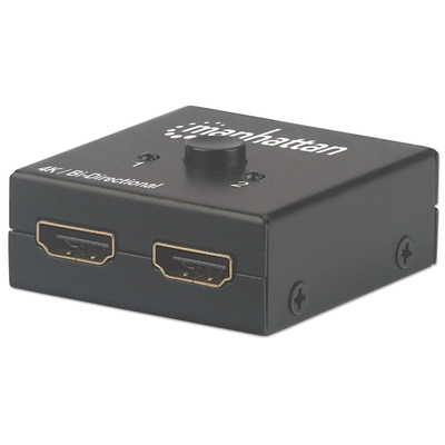 Product HDMI Switch Manhattan 2-Port, 4K@30Hz, Bi-Directional, Black, x1 HDMI to x2 HD x2 HDMI base image