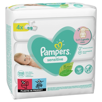 Product Μωρομάντηλα Pampers Sensitive Baby Wipes 4 Packs = 208 Wipes base image