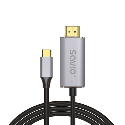 Product Καλώδιο USB-C to HDMI 2.0B cable, 2m, silver / black, gold tips, Savio CL-171 base image