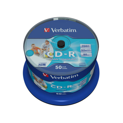 Product CD-R Verbatim CD-R AZO Wide Inkjet Printable no ID 700 MB 50 pc(s) base image