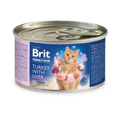 Product Υγρή Τροφή Γάτας BRIT Premium By Nature Turkey with Liver 200 g base image