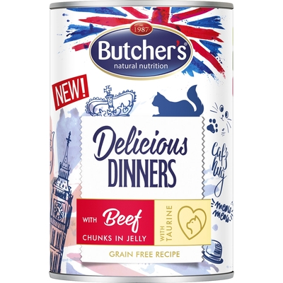 Product Υγρή Τροφή Γάτας Butcher's Delicious Dinners Pieces jelly 400g base image