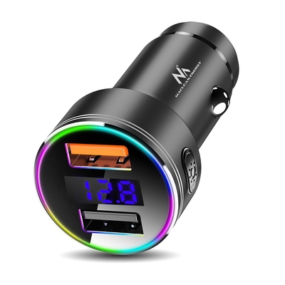 Product Φορτιστής Αυτοκινήτου Maclean MCE375 Dual with Display Voltmeter RGB base image