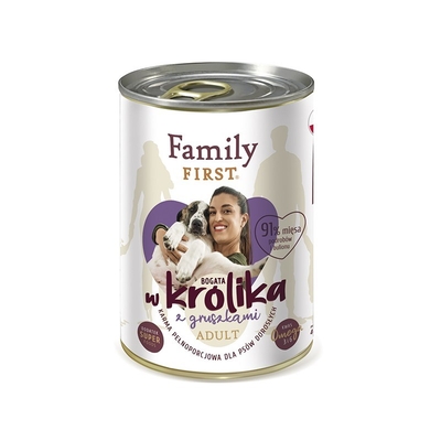 Product Υγρή Τροφή Σκύλων Family FIRST Adult Rabbit with pear 400 g base image