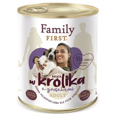Product Υγρή Τροφή Σκύλων Family FIRST Adult Rabbit with pear 800 g base image