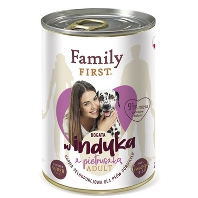 Product Υγρή Τροφή Σκύλων Family FIRST Adult Turkey with parsley 400 g base image