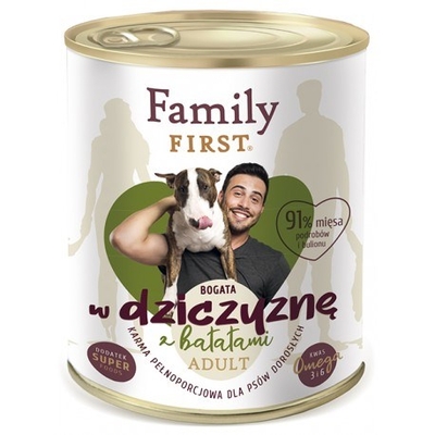 Product Υγρή Τροφή Σκύλων Family FIRST Adult Venison with sweet potatoes 800 g base image