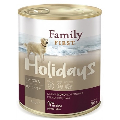 Product Υγρή Τροφή Σκύλων Family FIRST Holidays Adult Duck with sweet potatoes 800 g base image
