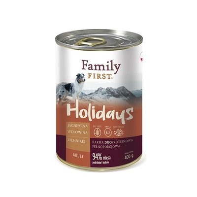 Product Υγρή Τροφή Σκύλων Family FIRST Holidays Adult Lamb, Beef, Potato - 400g base image