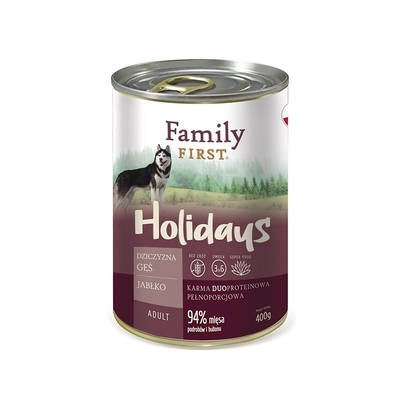 Product Υγρή Τροφή Σκύλων Family FIRST Holidays Adult Venison, goose, apple 400 g base image
