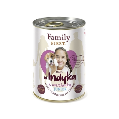 Product Υγρή Τροφή Σκύλων Family FIRST Junior Turkey with carrots 400 g base image