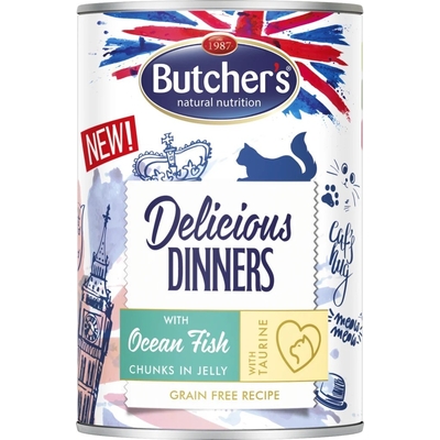 Product Υγρή Τροφή Γάτας Butcher's Delicious dinners Ocean Fish Chunks in jelly 400 g base image