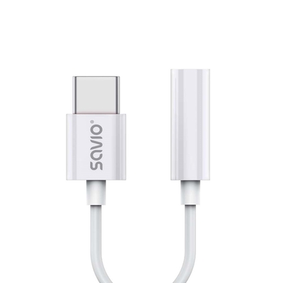 Product Αντάπτορας USB Savio Type 3.1 C (M)  Jack 3.5mm (F) Audio White AK-51 base image
