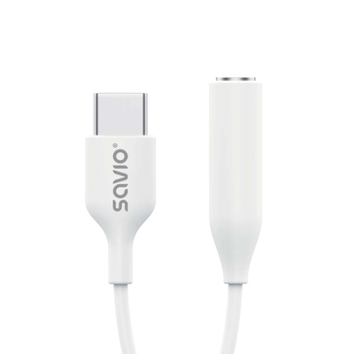 Product Αντάπτορας USB Savio Type 3.1 C (M)  Jack 3.5mm (F) Audio White AK-52 base image