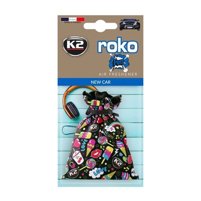 Product Αρωματικό Αυτοκινήτου K2 ROKO FUN NEW CAR 25G - air freshener in printed pouch base image