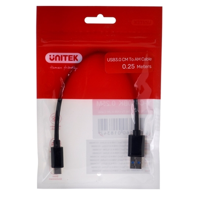 Product Καλώδιo USB Unitek USB-C - USB-A 3.1,M/M,0.25M, Y-C490BK base image