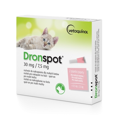 Product Συμπληρώματα Διατροφής Vetoquinol Dronspot - deworming drops for cats 0.5-2.5 kg base image