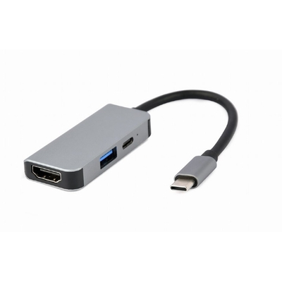 Product Docking Station Gembird A-CM-COMBO3-02 Type-C 3-in-1 (USB port + HDMI + PD), silver base image