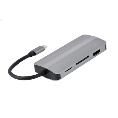 Product Docking Station Gembird A-CM-COMBO8-02 interface hub Type-C Silver base image