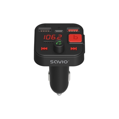 Product FM Transmitter Savio Bluetooth 5.3, QC 3.0 charger, LED display, Bass Boost, TR-15, black base image