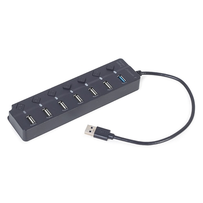 Product USB Hub Gembird UHB-U3P1U2P6P-01 7-port (1 x 3.1 + 6 x 2.0) with switches, black base image