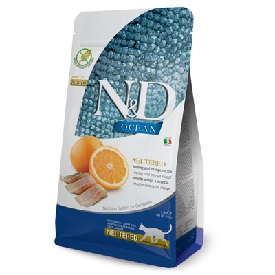 Product Ξηρά Τροφή Γάτας Farmina N&D Ocean Herring and Orange Neutered 300g base image