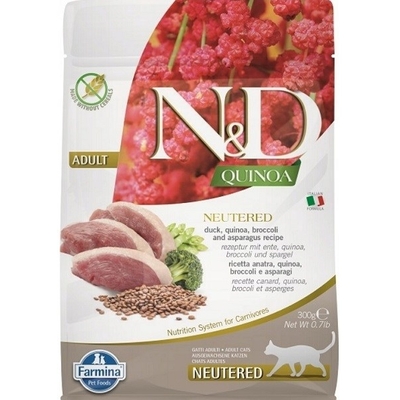 Product Ξηρά Τροφή Γάτας Farmina N&D Quinoa Duck, Broccoli, Asparagus Neutered Adult - 300 g base image