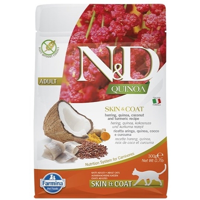 Product Ξηρά Τροφή Γάτας Farmina N&D Quinoa Skin&Coat Herring and Coconut Adult - 300 g base image
