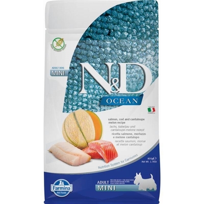 Product Ξηρά Τροφή Σκύλων Farmina N&D Ocean Salmon, Cod, Cantaloupe, Melon Adult Mini 800 g base image