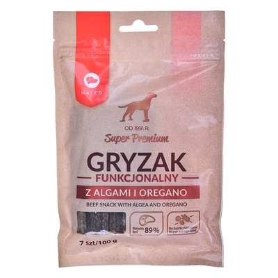 Product Σνακ Σκύλων Maced Beef with algea and oregano - dog chew - 100g base image