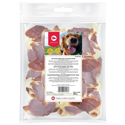 Product Σνακ Σκύλων Maced Duck with rabbit ear - dog chew - 500g base image