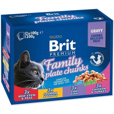 Product Υγρή Τροφή Γάτας Brit Pouches Family Plate 12 x 100g base image