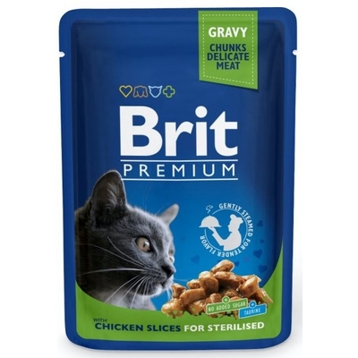 Product Υγρή Τροφή Γάτας Brit Premium Chicken Sterilised 100g base image