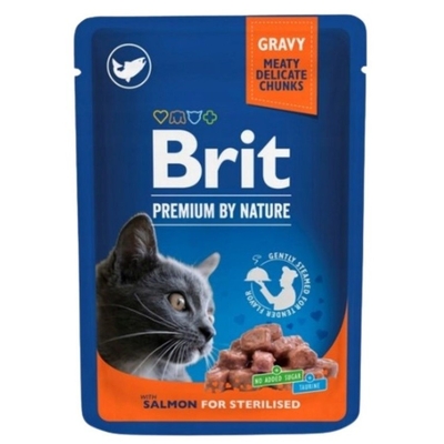 Product Υγρή Τροφή Γάτας Brit Premium Salmon Sterilised 100g base image
